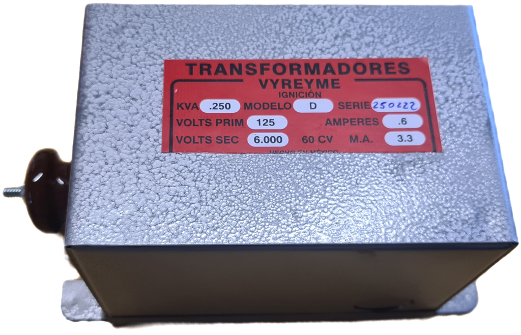 TRANSFORMADOR IGNICION VYREYME - TIPO D / 1 BORNE 120 VAC/6000V