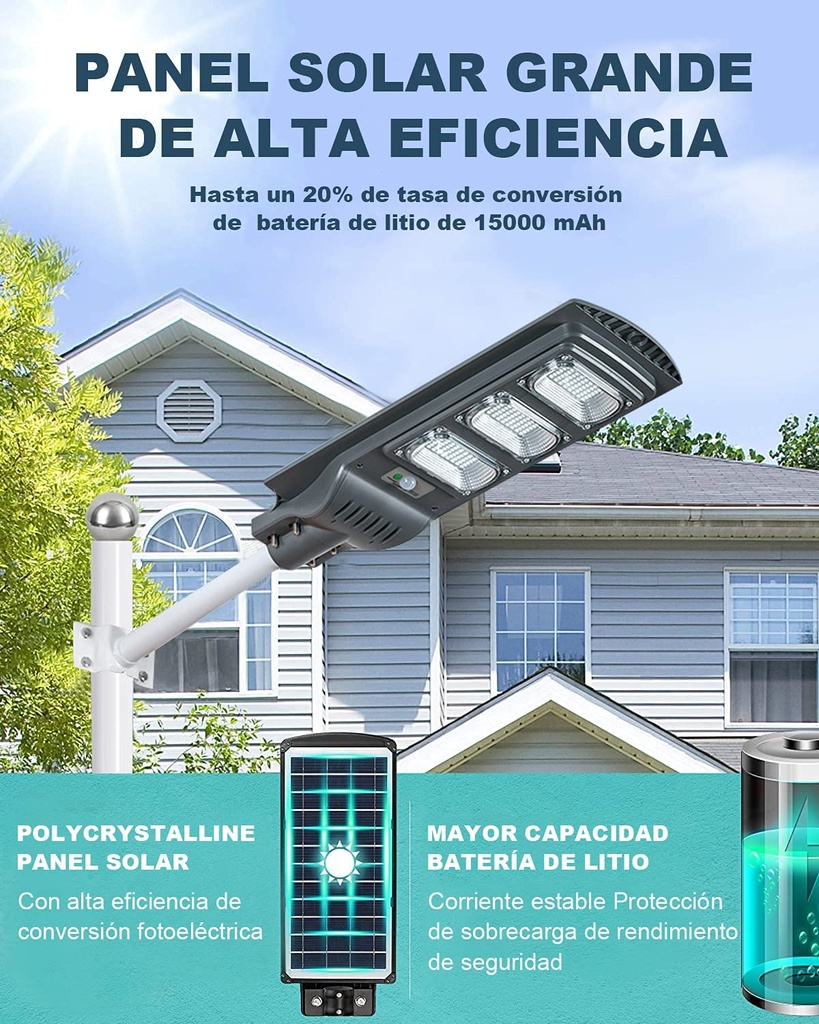 LAMPARA SUBURBANA SOLAR CON SENSOR 60W