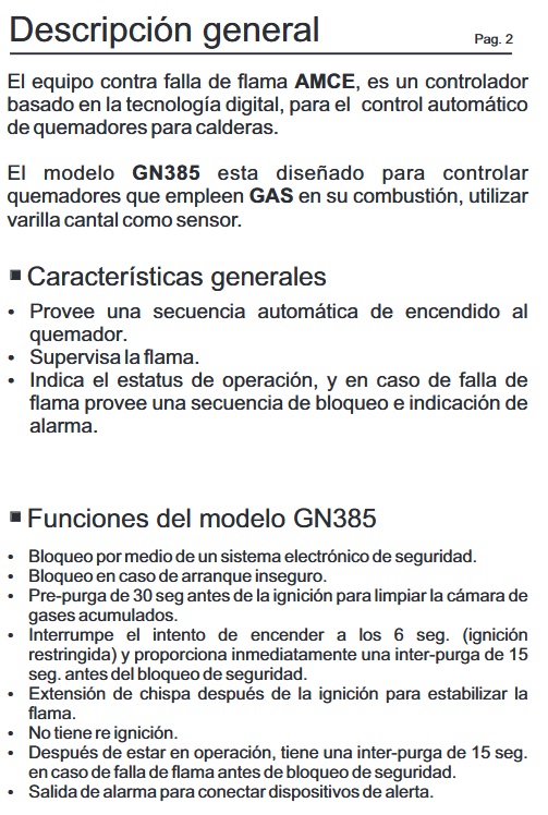 GN385 120VAC/CONTROLADOR CONTRA FALLA DE FLAMA