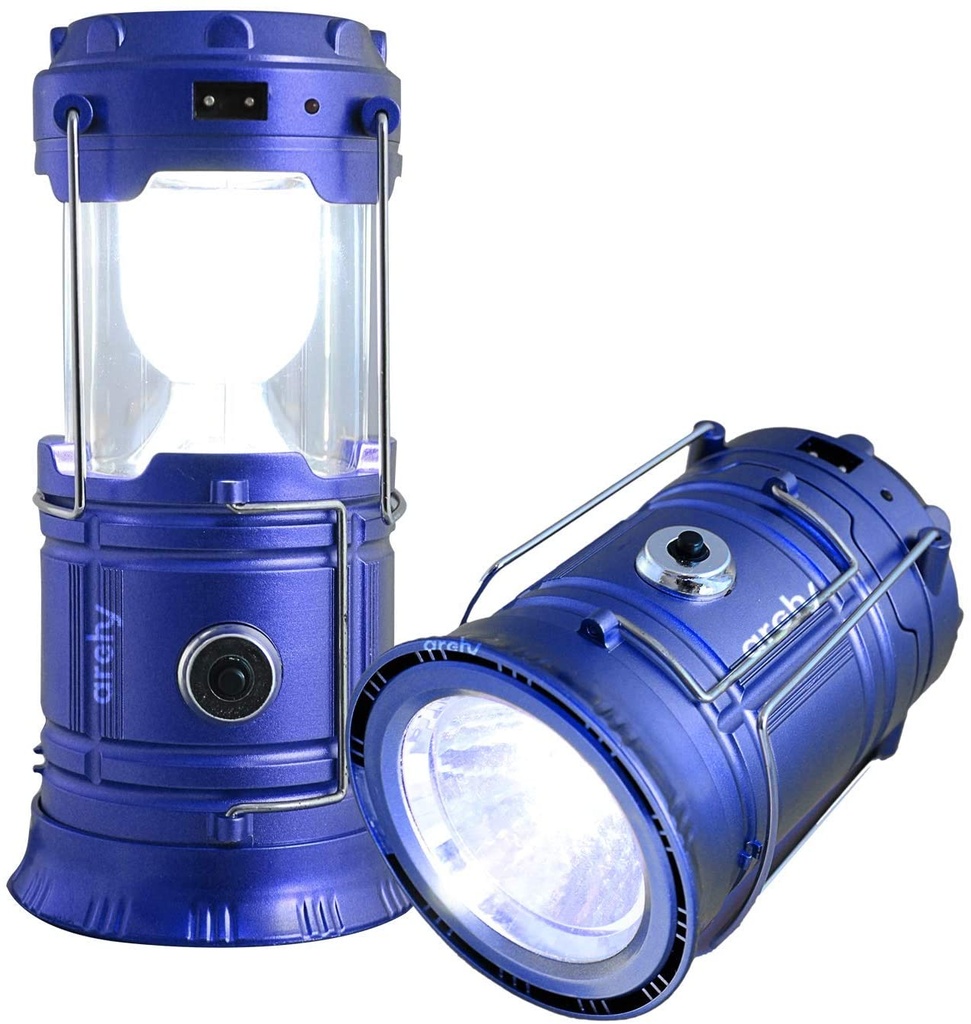 LINTERNA SOLAR Y ELECTRICA AZUL
