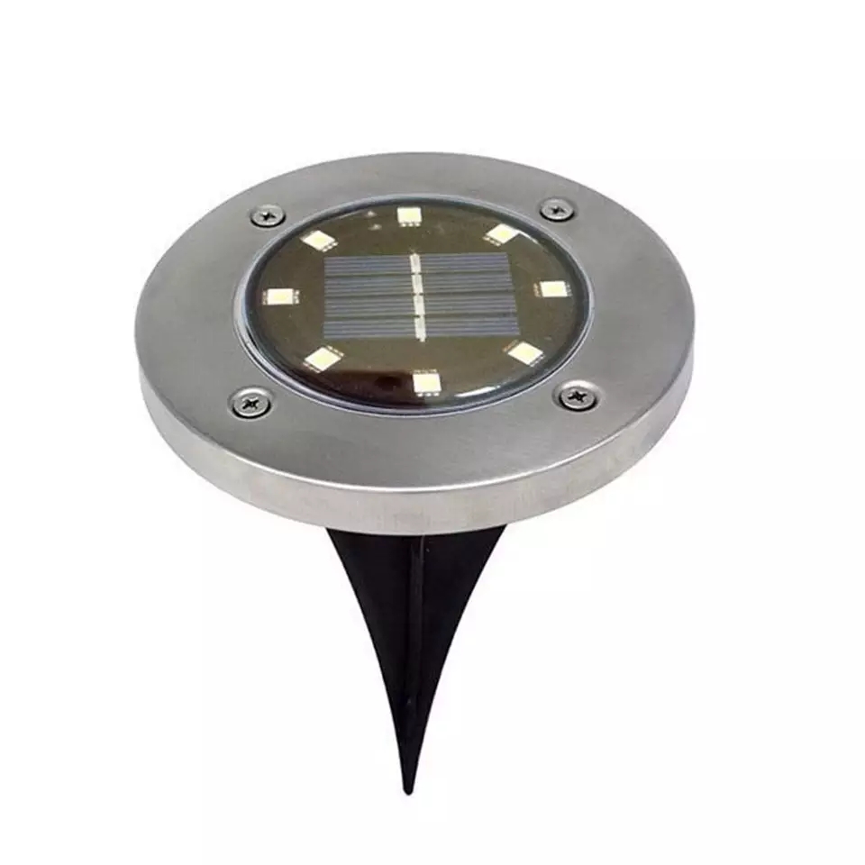 ESTACA 8 LEDS CALIDA SOLAR INOXIDABLE