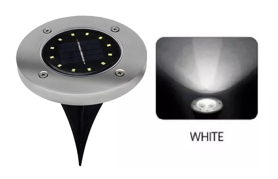 ESTACA SOLAR INOXIDABLE 12 LEDS FRIA