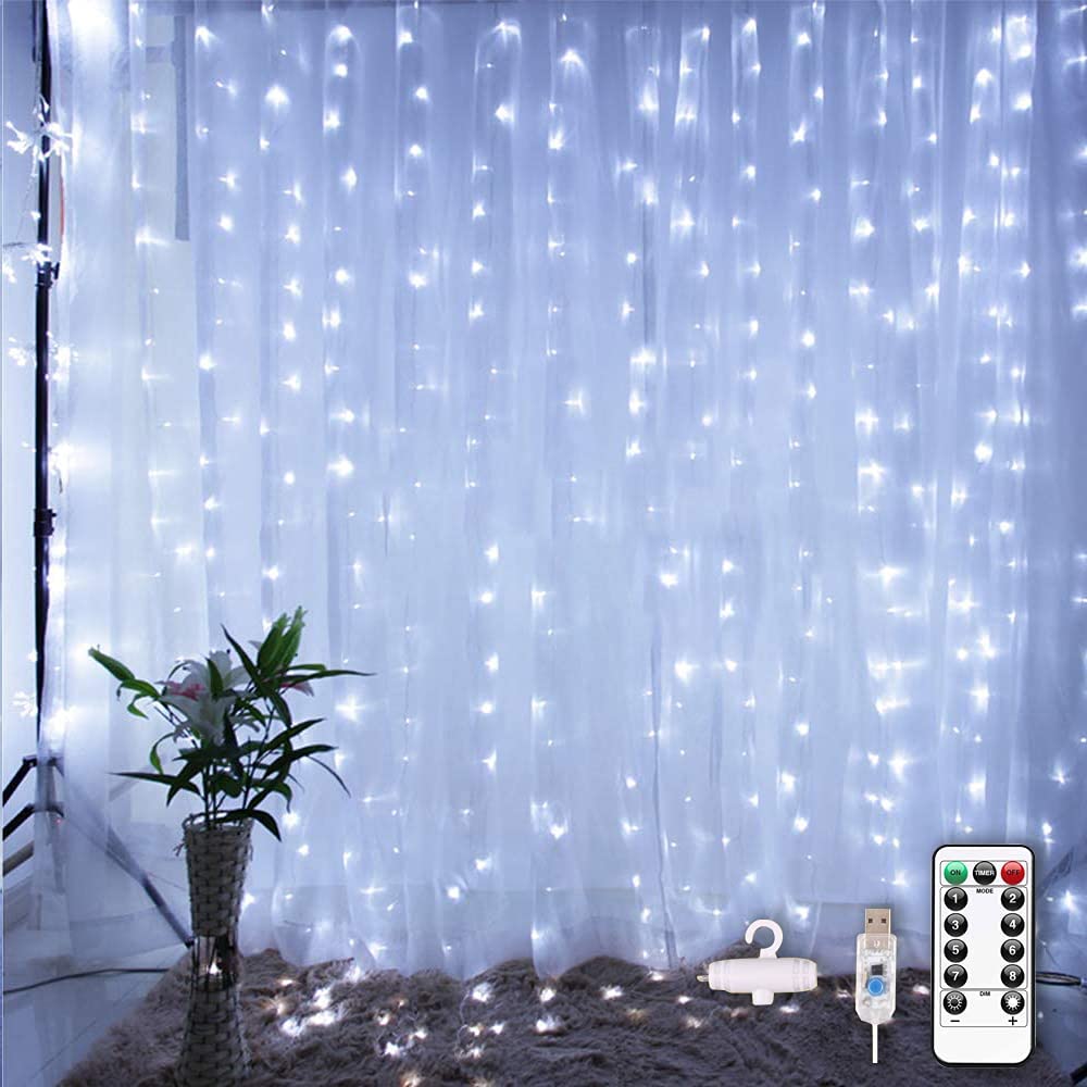 CORTINA ALAMBRE BLANCA 300 LUCES 3X3MTS