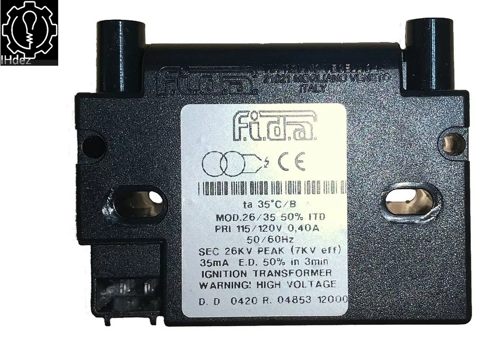 26/35-120 FIDA TRANSFORMADOR DE IGNICIÓN ELECTRÓNICO 2 POLOS 120VAC GAS 