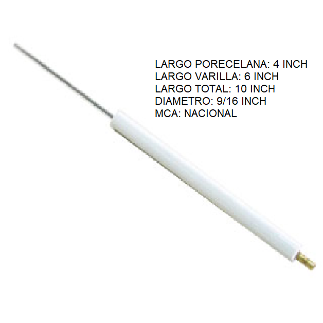 V4X6 SENSOR DE FLAMA VARILLA KANTHAL 4X6" 9/16" NACIONAL