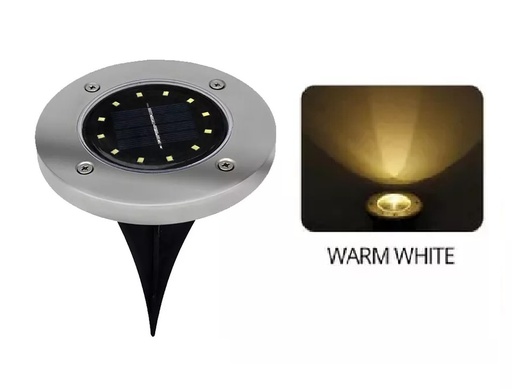 [A23-A] ESTACA 12 LEDS CALIDA SOLAR INOXIDABLE