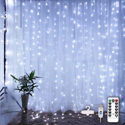 [B07-B] CORTINA ALAMBRE BLANCA 300 LUCES 3X3MTS