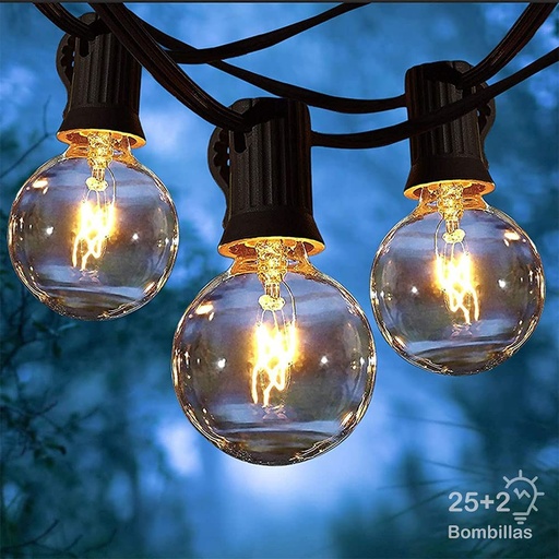 [B06] SERIE ELECTRICA 120V REDONDO CALIDA 25 FOCOS 7.65MTS