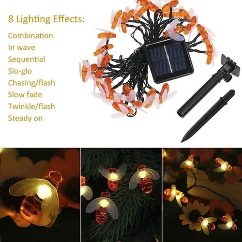 [A08-D1] SERIE SOLAR ABEJA  30 LUCES 6.5MTS