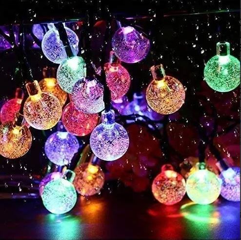 [A08-A2] SERIE SOLAR ESFERA COLORES 50 LUCES 9.5MTS