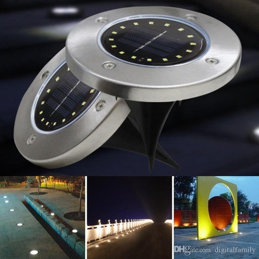 [A23-D] ESTACA 16 LEDS LUZ CALIDA SOLAR INOXIDABLE